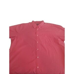 Basic Edition Mens 3XL Coral Pink Short Sleeve Button Down Shirt Textured Casual